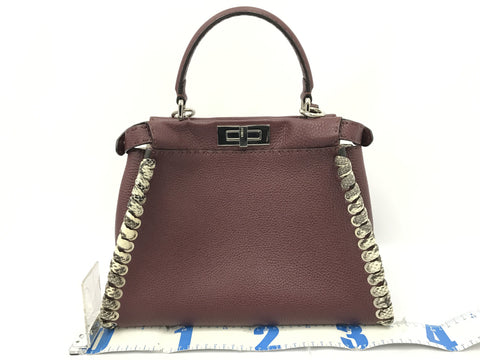 FENDI Selleria Peekaboo Regular Python 8BN290 with strap, box and storage bag shoulder bag