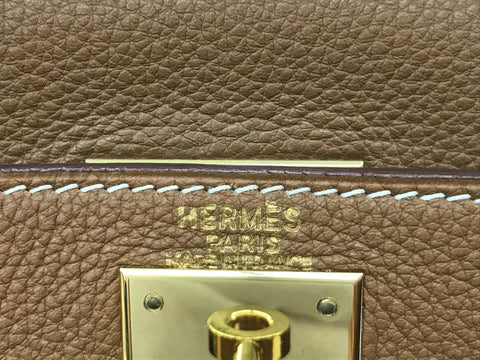 HERMES Kelly Kelly 28 Inner Stitch Gold Togo G Metal Fittings □E Engraved Handbag