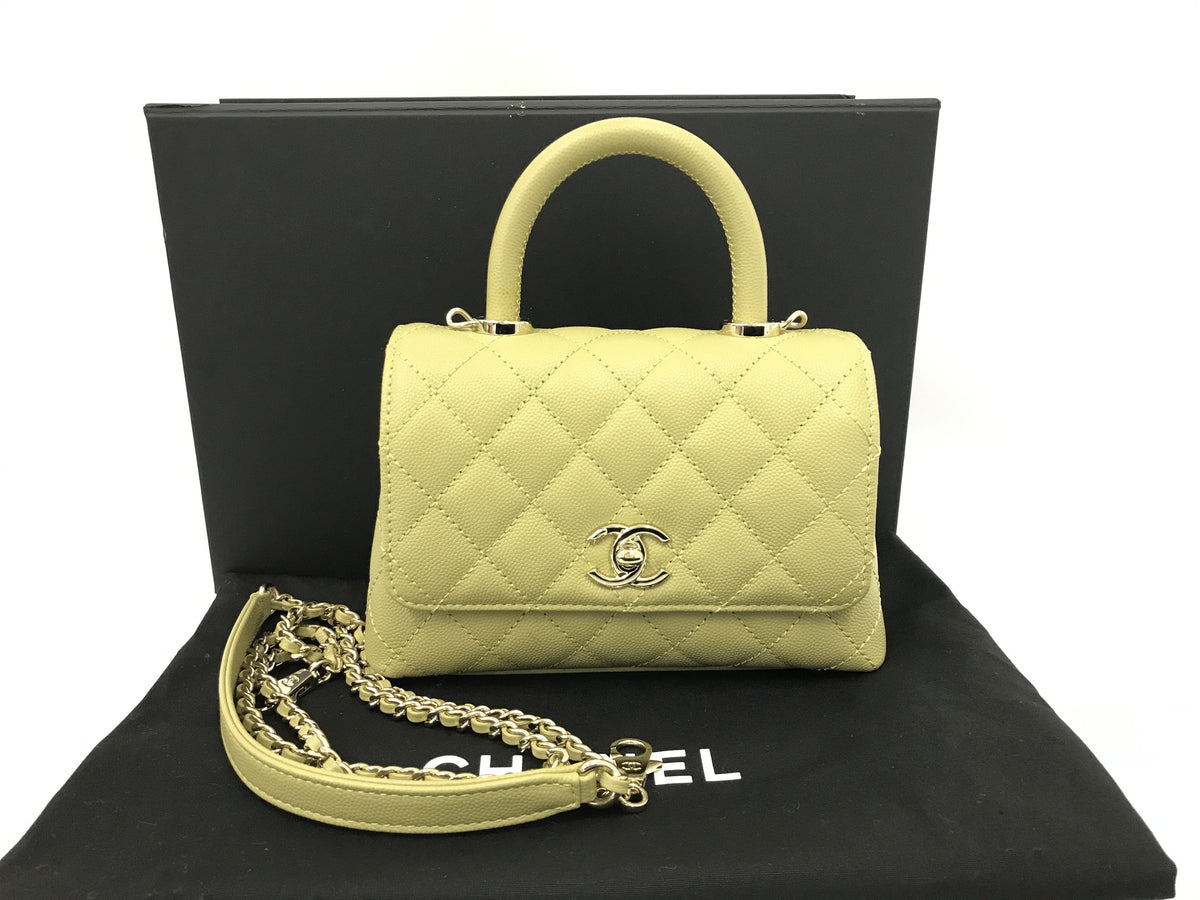 CHANEL Coco Handle XXS Caviar Green GP Shoulder Bag