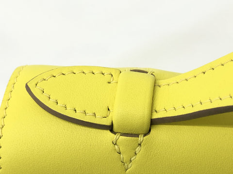 HERMES Unused Pochette Kelly Swift Lime SV Metal Fittings U Engraved Handbag