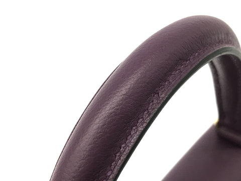 HERMES Kelly Kelly 28 purple gold metal fittings EVERCOLOR U engraving handbag