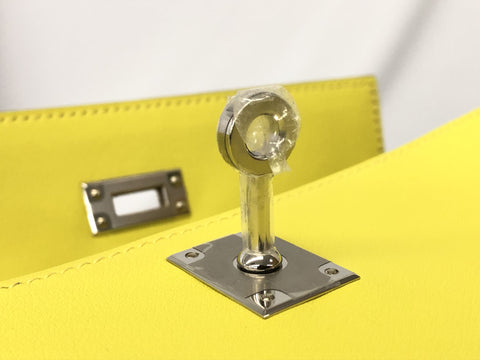 HERMES Unused Pochette Kelly Swift Lime SV Metal Fittings U Engraved Handbag