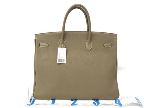 HERMES Birkin Birkin 40 Togo Etoupe Silver metal fittings Z carved handbag