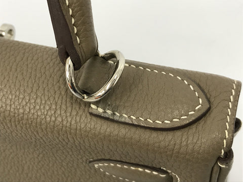 HERMES Kelly Kelly 28 Togo Etoupe X engraving handbag
