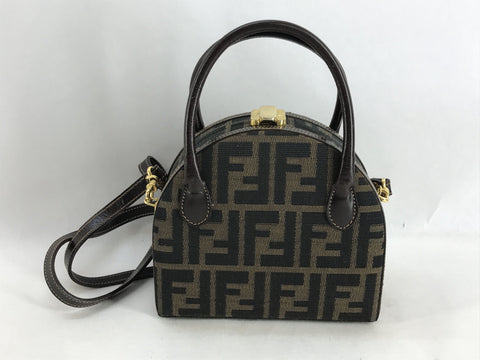 FENDI Zucca Pattern Zucca 2WAY/Lock Metal Fittings/Gamaguchi Shoulder Bag