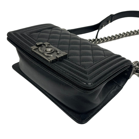 CHANEL Caviar Skin Boy Vintage Metal Fittings Chain Shoulder Bag Black Black Seal Unclear No Guarantees Shoulder Bag