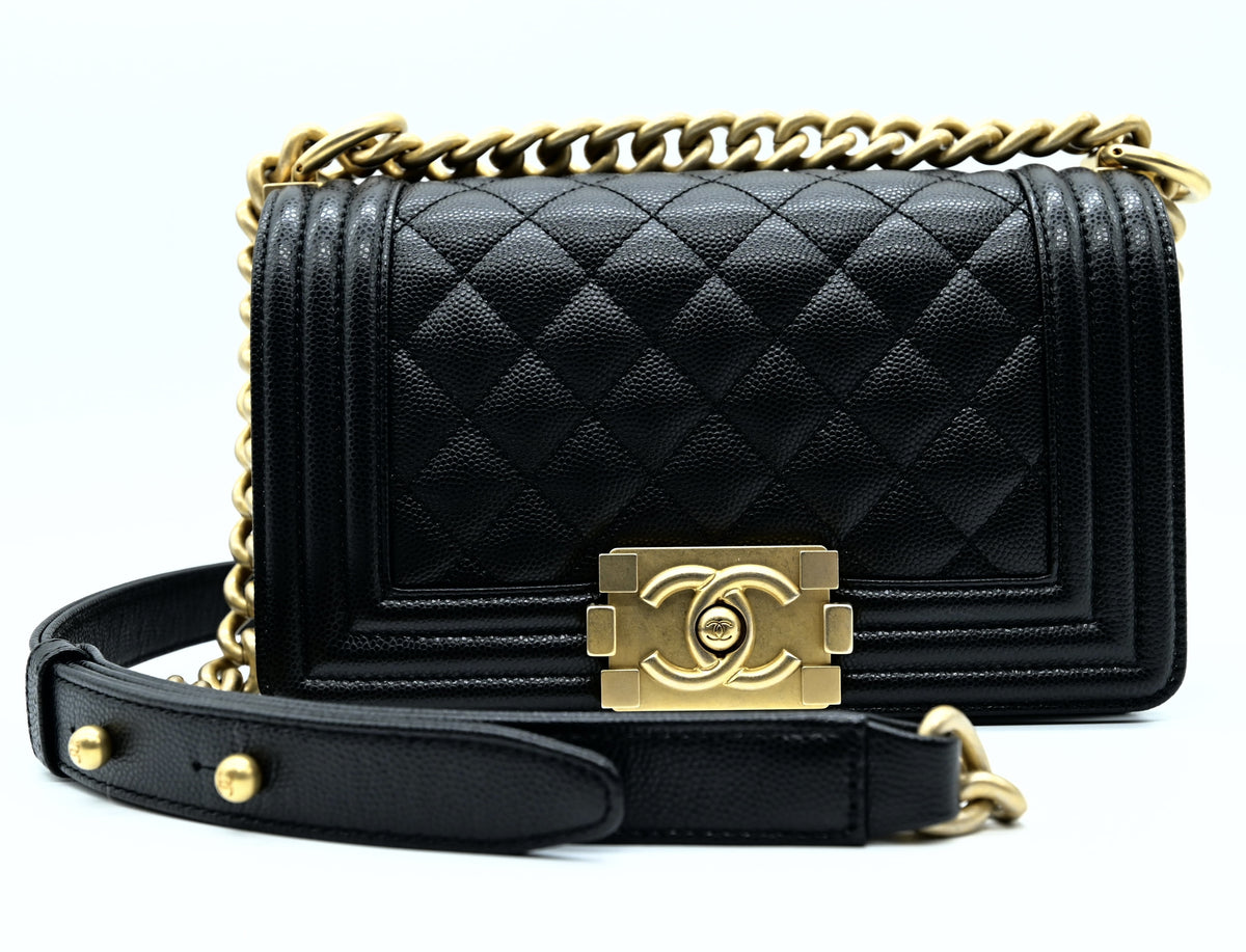 CHANEL Boy Caviar Skin Black Vintage G Hardware Shoulder Bag