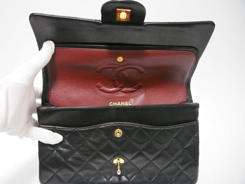 CHANEL lambskin W flap black [with seal card] No. 1 shoulder bag