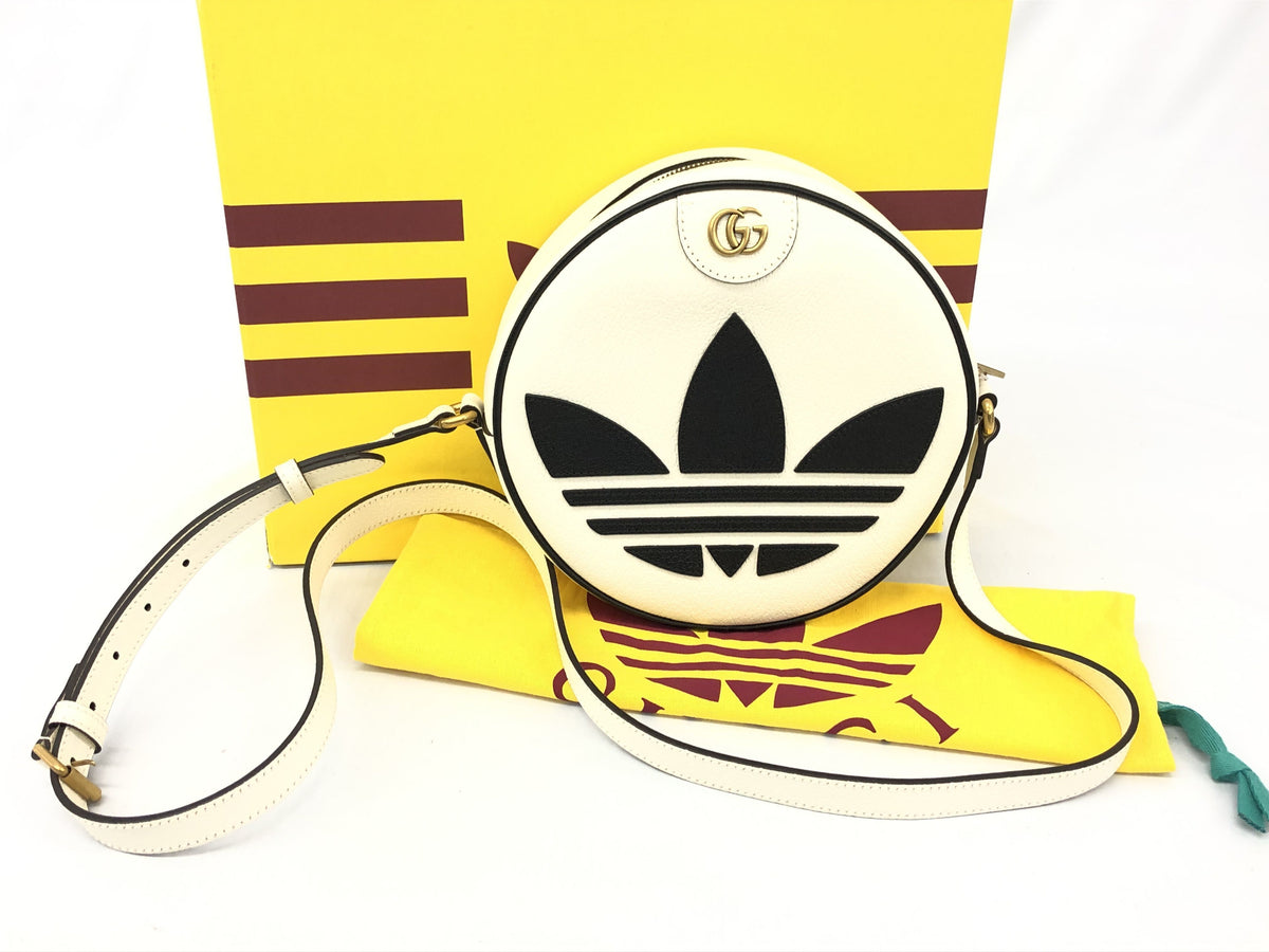 GUCCI adidas×GUCCI Ophidia shoulder bag leather white double G box storage bag shoulder bag