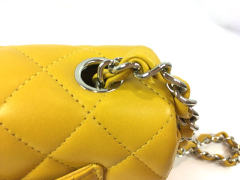 CHANEL lambskin mini matelasse lambskin yellow shoulder bag