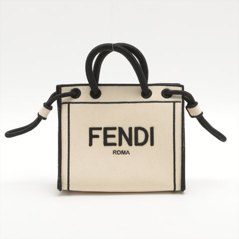 FENDI ROMA MINI Canvas 2WAY Handbag Beige 8BH380 Handbag