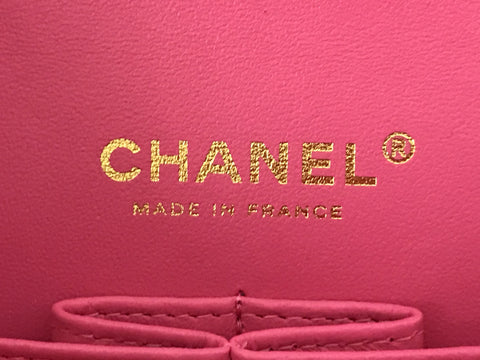 CHANEL caviar skin caviar skin W flap chain pink serial plate existence shoulder bag