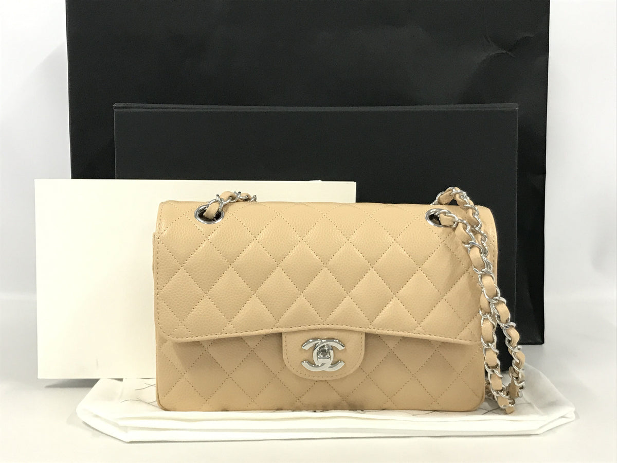 CHANEL Caviar Skin Caviar Skin Matelasse Beige SV Hardware Shoulder Bag