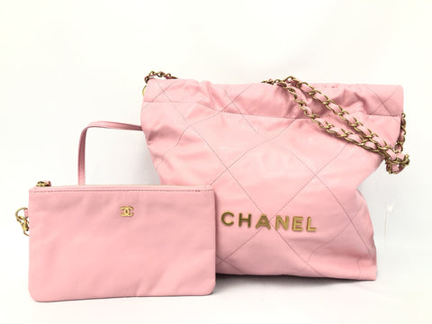 CHANEL calf calf 22 small hand tote bag