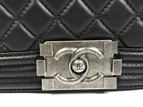 CHANEL Lambskin Boy Chain Shoulder Lambskin/Silver Hardware Shoulder Bag