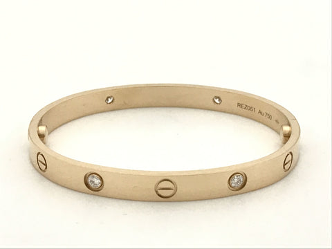 Cartier Love Bracelet #17 Half Diamond PG Au750 29.0g Bracelet/Bangle (Precious Metal)