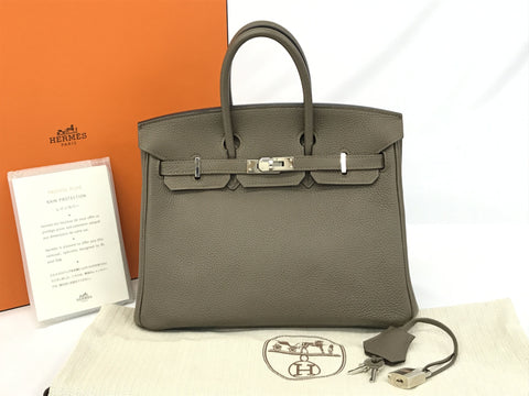 HERMES Birkin 25 Togo taupe handbag