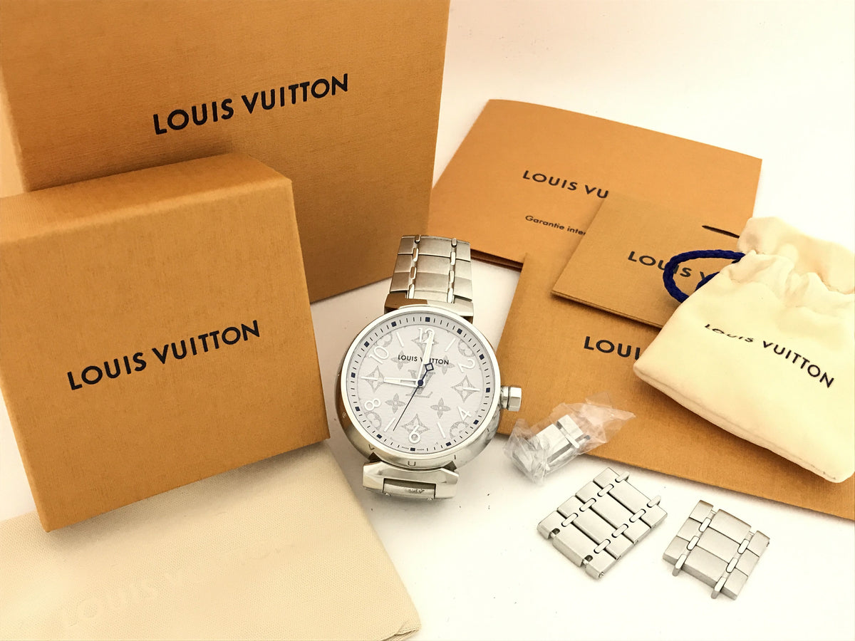 LOUIS VUITTON LV Tambour Monogram White QA114 UA6286 Ladies Watch