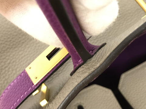 HERMES Birkin Birkin 30 Order Greasephalt Anemone Z Engraved Matte Gold Hardware Handbag
