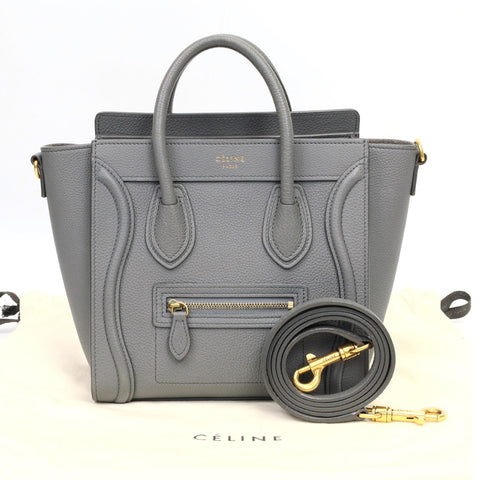 CELINE Luggage Nano Drummed Calfskin Shoulder Bag