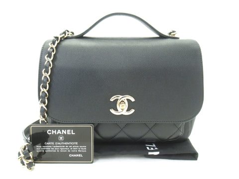 CHANEL Business Affinity W22cm Caviar Skin Matelasse G Card Serial Seal Shoulder Bag