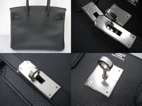 HERMES HERMES Birkin 30 black Epson SV metal fittings Q carved seal handbag handbag