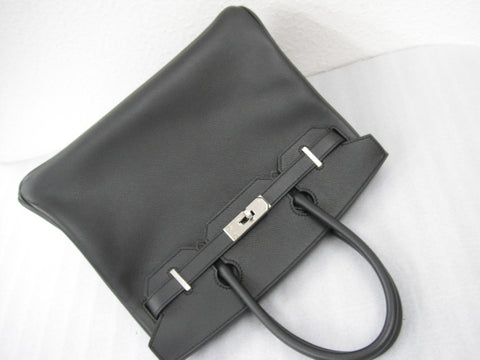 HERMES HERMES Birkin 30 black Epson SV metal fittings Q carved seal handbag handbag