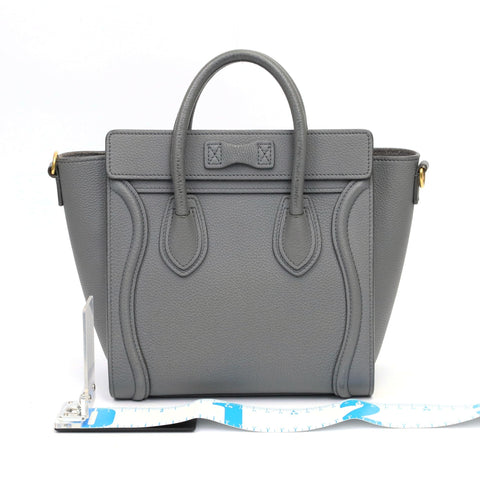 CELINE Luggage Nano Drummed Calfskin Shoulder Bag