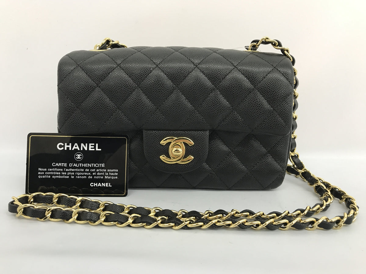 CHANEL chain shoulder bag mini matelasse black caviar skin GD metal fittings 26188526 with seal with card shoulder bag