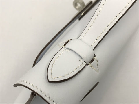 HERMES Pochette Kelly Blue Brum Silver Hardware Z Engraved Handbag