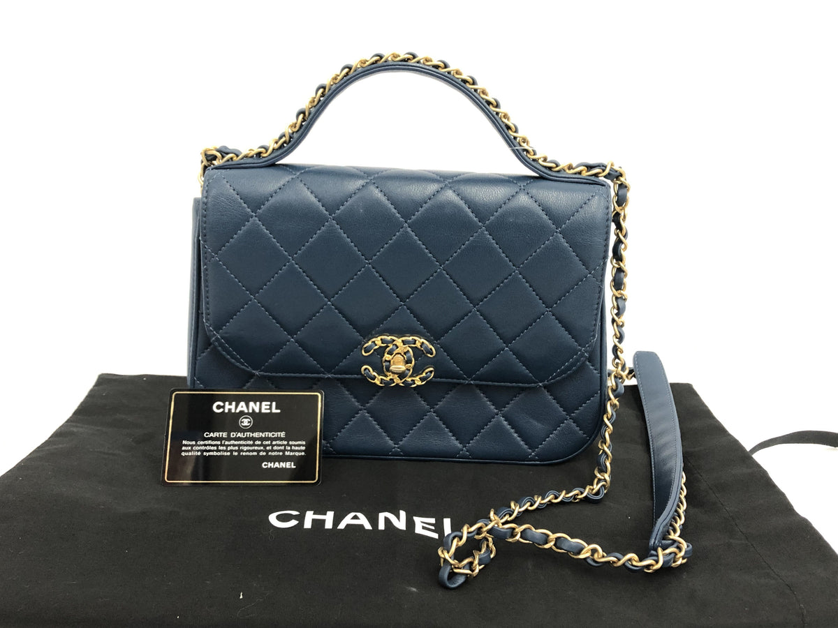 CHANEL CHANEL 2WAY bag lamb navy GP shoulder bag