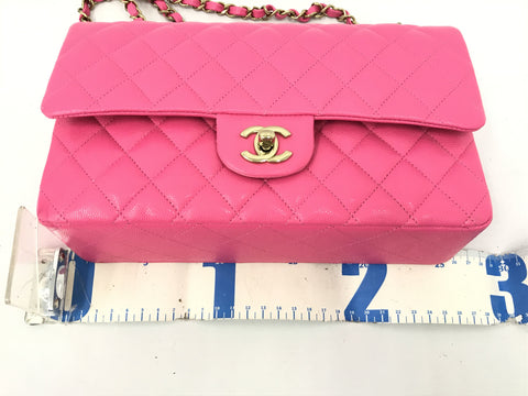 CHANEL caviar skin caviar skin W flap chain pink serial plate existence shoulder bag