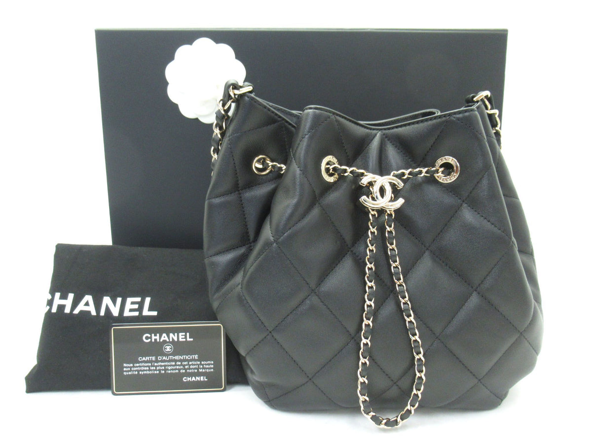 CHANEL drawstring shoulder matelasse here mark drawstring purse G card serial seal shoulder bag