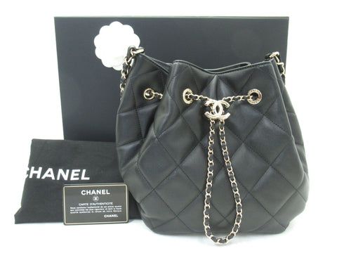 CHANEL drawstring shoulder matelasse here mark drawstring purse G card serial seal shoulder bag