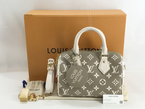 LOUIS VUITTON Monogram Implant Speedy Bandouliere 20 Khaki Handbag