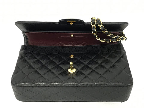 CHANEL Caviar Skin Caviar Skin Matelasse W Flap Shoulder Bag