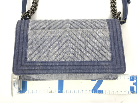 CHANEL Boy Denim Chevron V Stitch Shoulder Bag