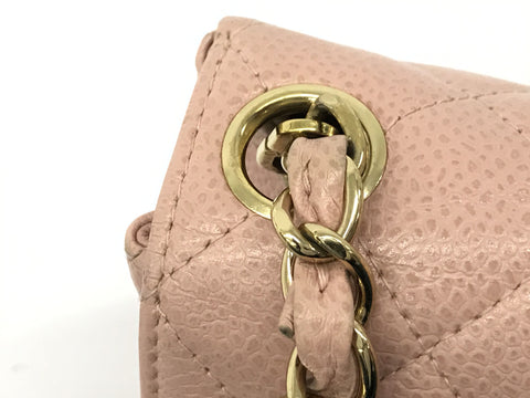 CHANEL caviar skin caviar skin mini matelasse chain shoulder bag pink 8th shoulder bag