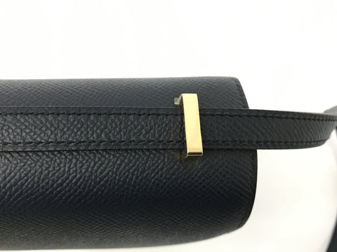 HERMES Constance Mini Vaux Epson Blue Ocean Rose Gold Metal Fitting A Engraved Shoulder Bag