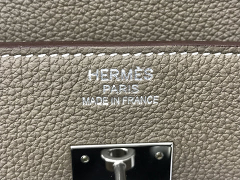 HERMES Birkin Birkin 40 Togo Etoupe Silver metal fittings Z carved handbag