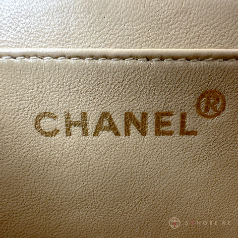 Chanel Diana Single flap matelasse beige Lambskin Chain Shoulder Bag CC Logo No.2 【A】