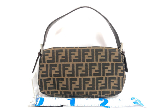 FENDI Zucca Pattern Zucca Canvas x Leather Handbag 26424 008 Khaki x Brown Handbag