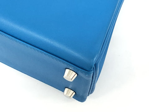 HERMES Kelly Kelly 25 Swift blue system SV metal fittings Y engraving handbag