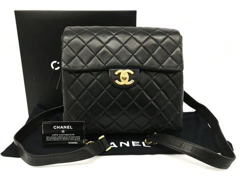 CHANEL matelasse matelasse black gold rucksack pack bag rucksack