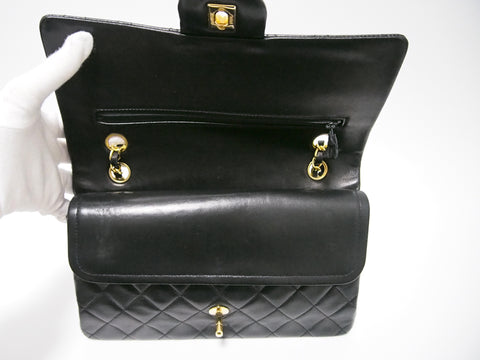 CHANEL lambskin W flap black [with seal card] No. 1 shoulder bag