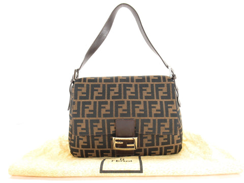 FENDI Zucca Pattern Fendi Zucca Mamma B CA/KA BR S Hardware Storage Bag 30x20x11cm Shoulder Bag