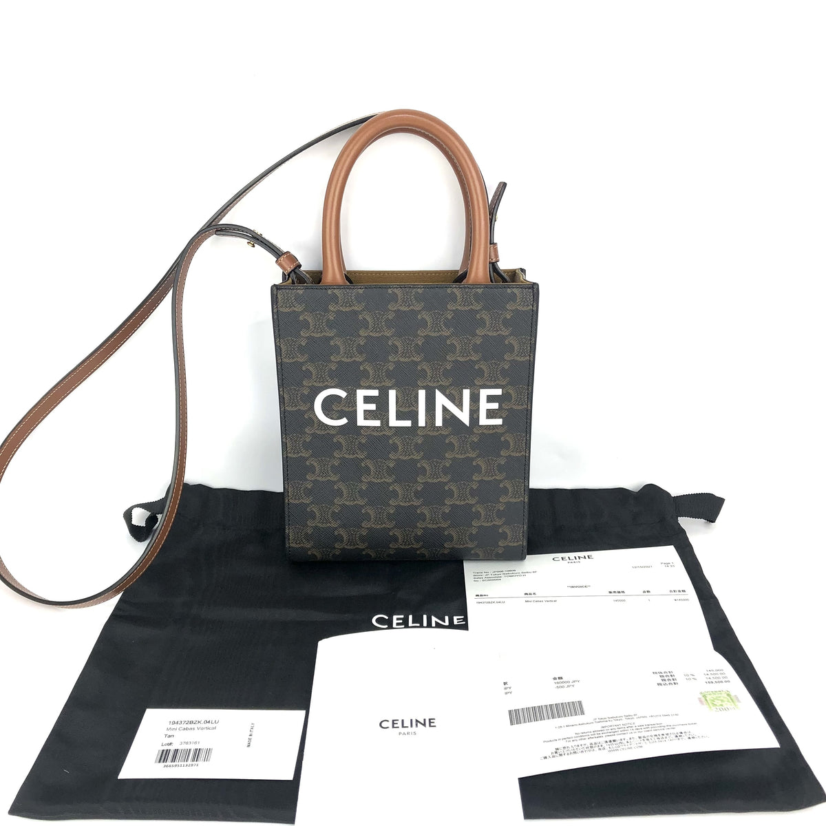 CELINE CELINE Vertical Cover Mini Triomphe PVC x Leather 2WAY Shoulder Bag Handbag Brown Shoulder Bag Shoulder Bag