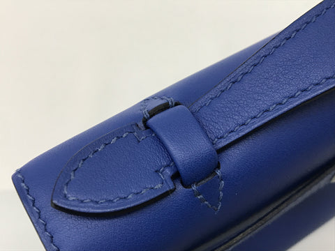 HERMES Kelly Pochette Kelly Swift Blue Royale SS U Handbag