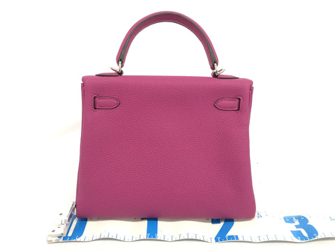 HERMES Kelly Kelly 25 Y carved seal shoulder bag with silver metal fittings strap