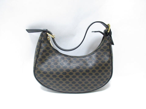 CELINE CELINE Celine Macadam pattern one-shoulder semi-shoulder handbag black black Ava handbag